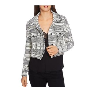 NWT 1. State fringe cropped tweed jacket
